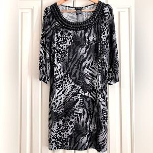 B. Smart Midi Dress With Jeweled Neckline Size L